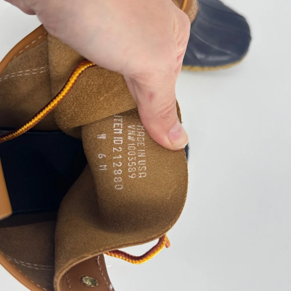 LL Bean 8" Bean Boots Tan Navy Waterproof Women's Size 6 Medium Width - Picture 8 of 11